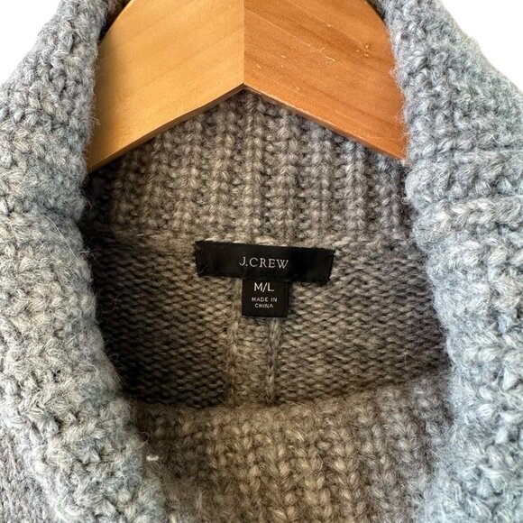 J Crew Relaxed Turtleneck Poncho Sweater Wool Alpaca Oversized Chunky Knit M/L - Picture 6 of 7